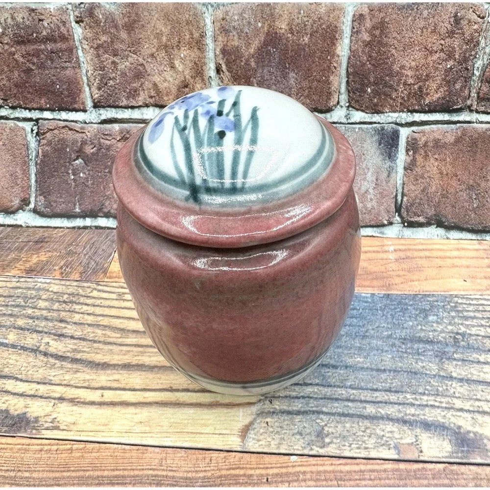 Studio Art Reynolds Pottery Crock Jar w/Lid Farmhouse Botanical Vintage Iris